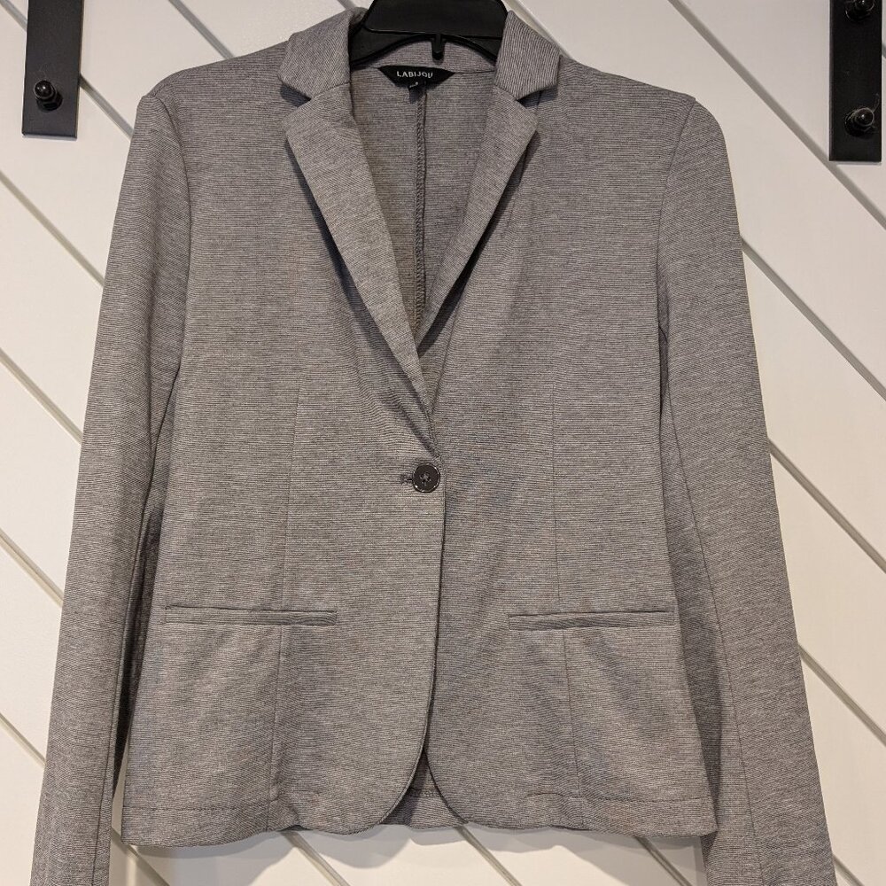 Labijou Grey Knit Blazer Jacket